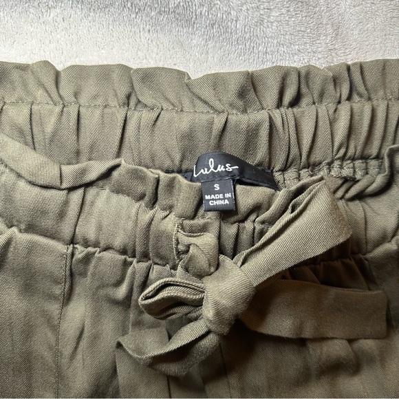 NWT Lulus  Sebastian Olive Green Tie Waist Pants - Picture 13 of 13